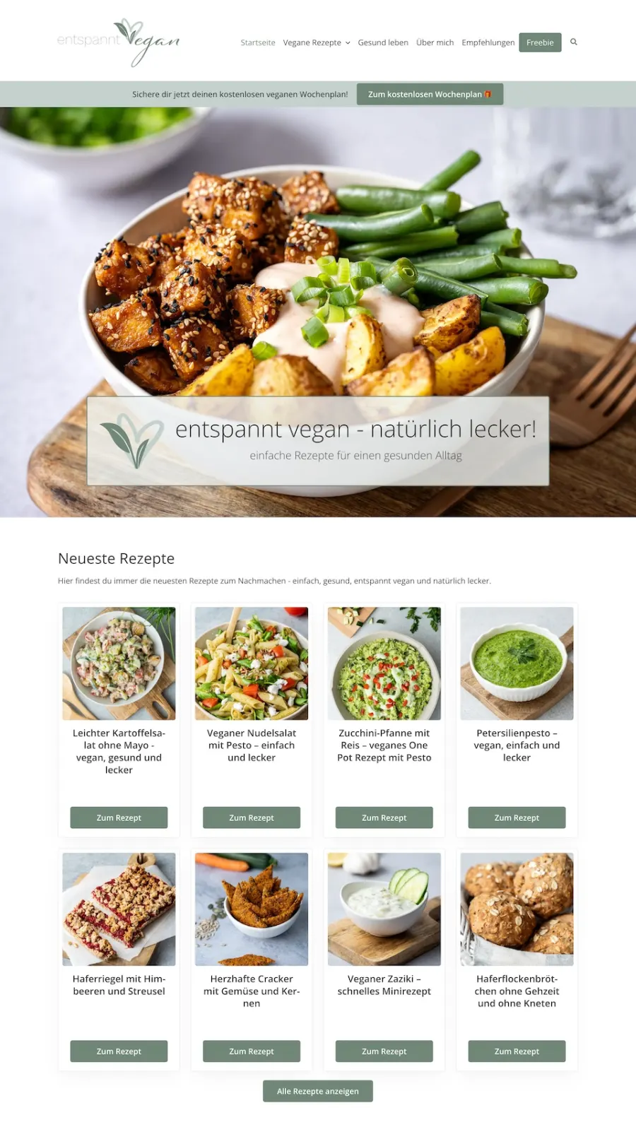 Screenshot der Website entspannt-vegan.de